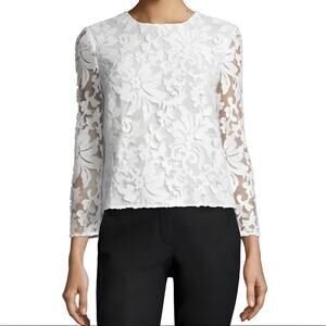 Diane Von‎ Furstenberg DVF Womens Belle Lace Floral Sequin Long Sleeve Top 10